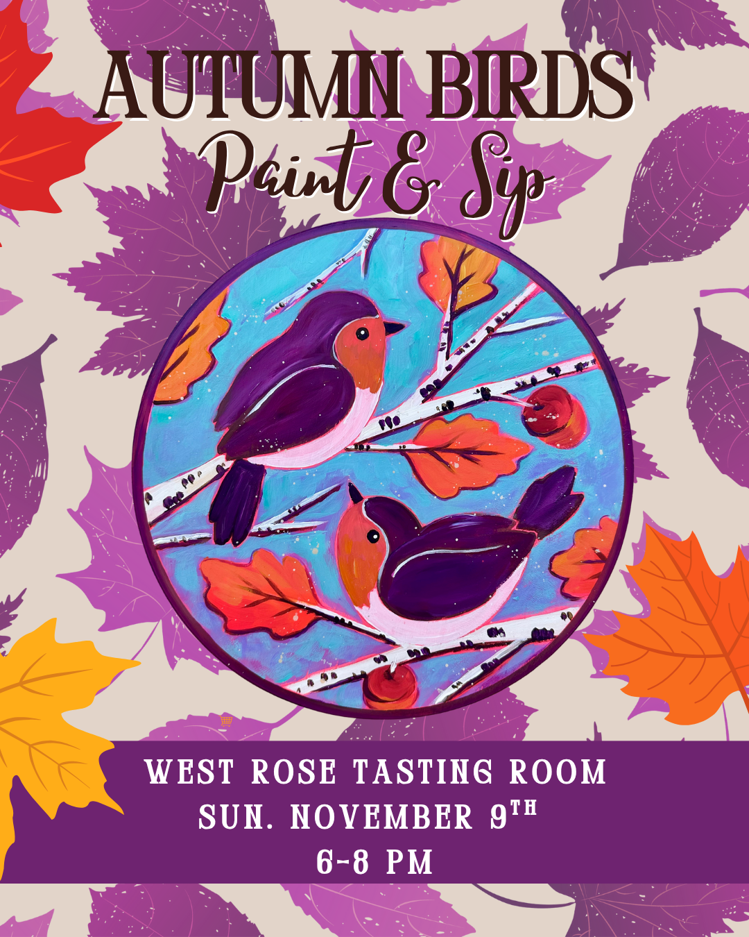 Autumn Birds Paint & Sip