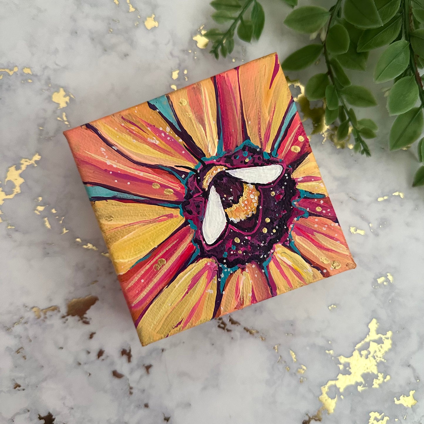 Sunflower Bee Acrylic Mini