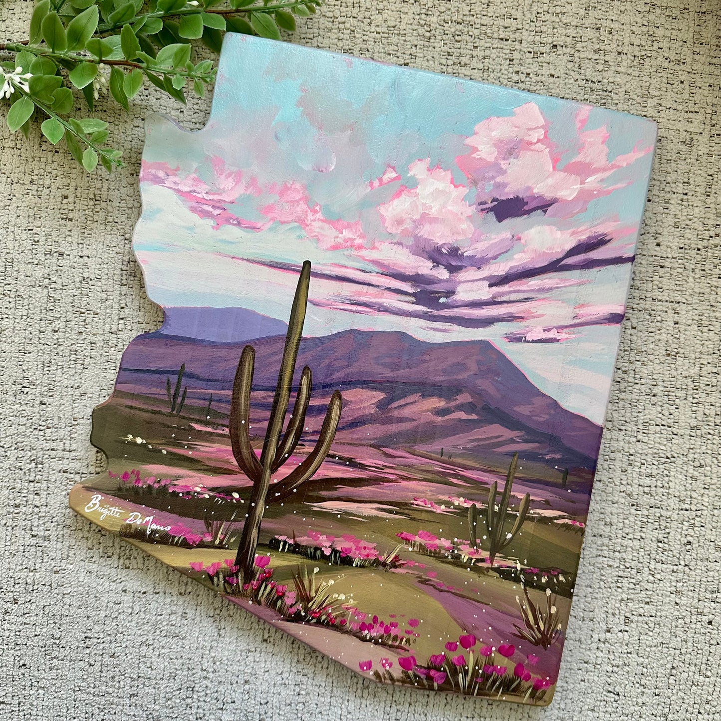 Bloom in the Desert - Original Painting on Wood AZ Canvas
