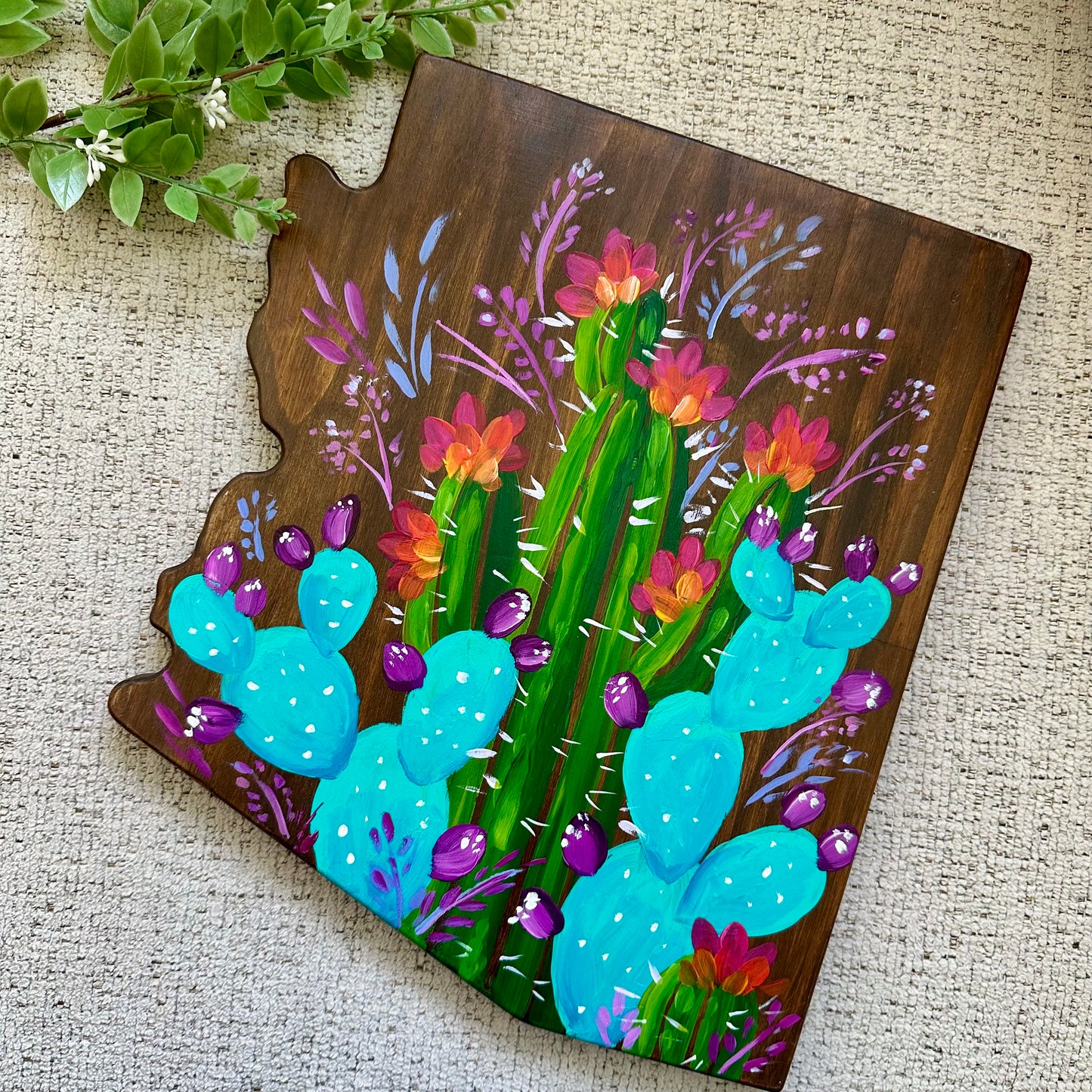 Arizona Botanical - Original Painting on Wood AZ Canvas