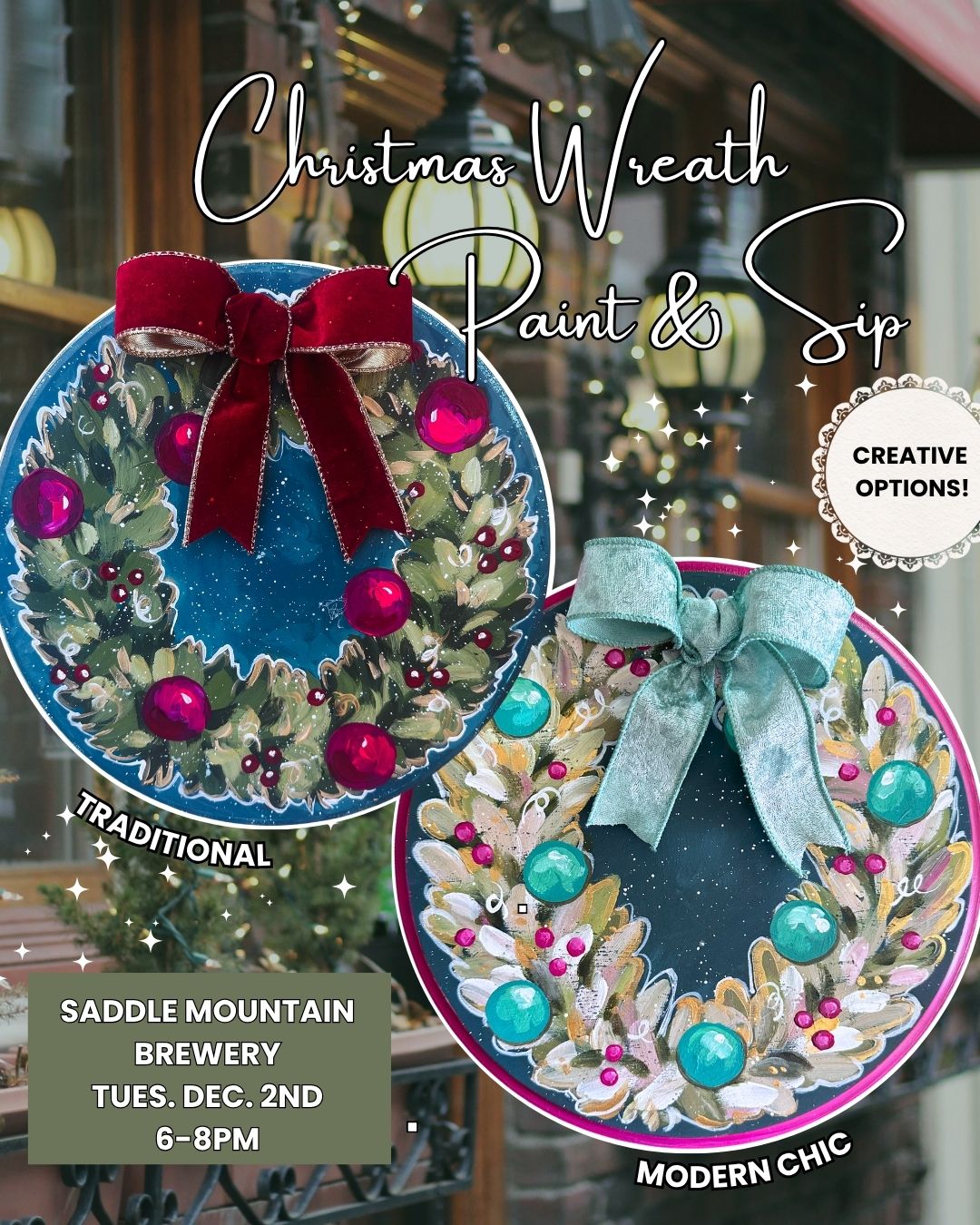 Christmas Wreath Paint & Sip