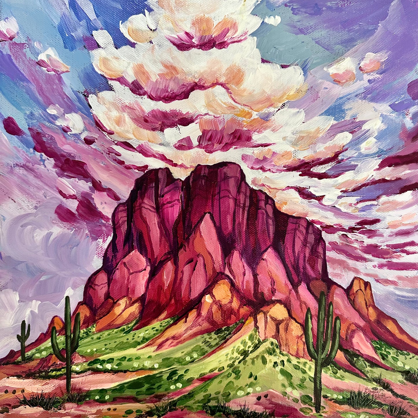 Original Acrylic - "Blissful Clouds at Superstition"