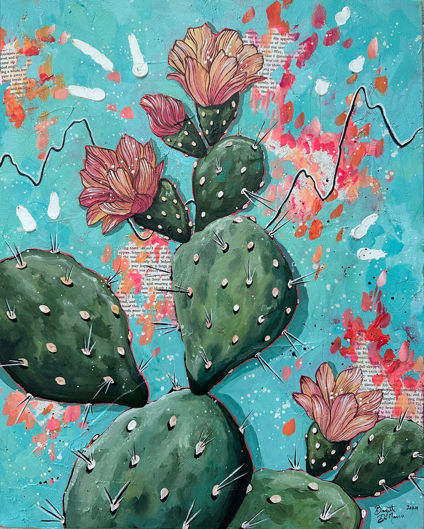 "Prickly Pear Thriving in Pink" Original Acrylic Painting