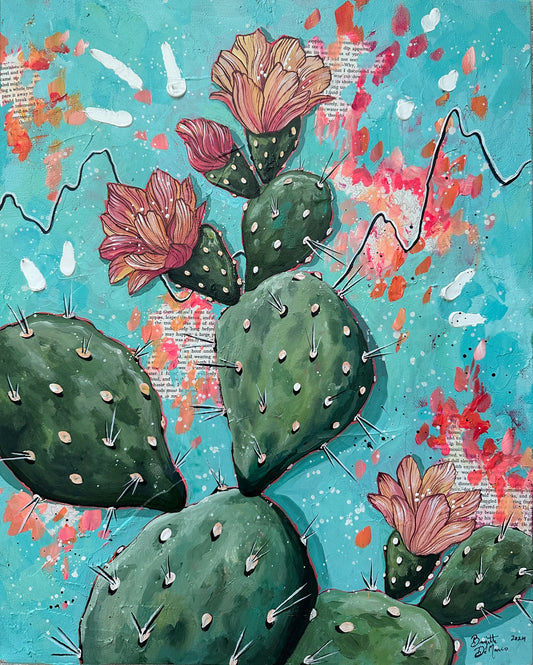"Prickly Pear Thriving in Pink" Original Acrylic Painting