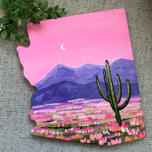 Desert Twilight - Original Painting on Wood AZ Canvas