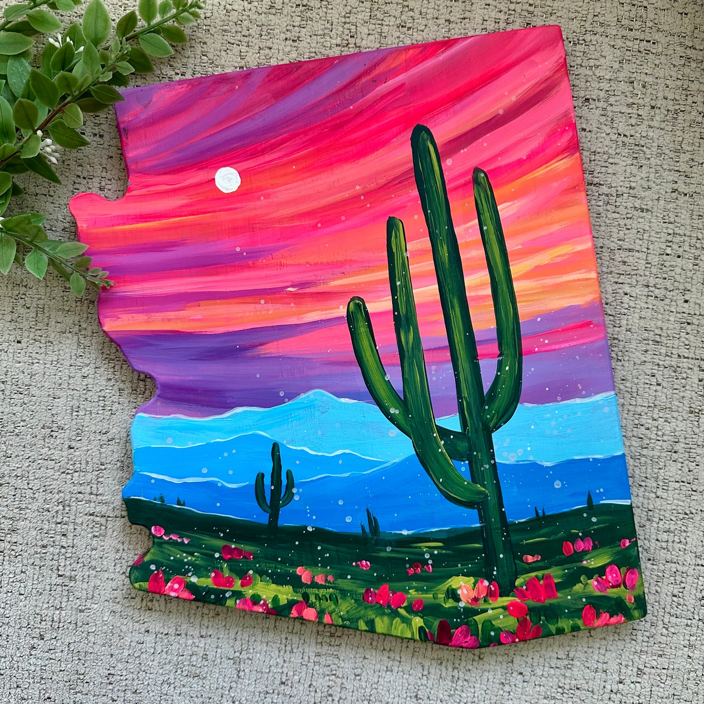An Arizona Sunset - Original Painting on Wood AZ Canvas