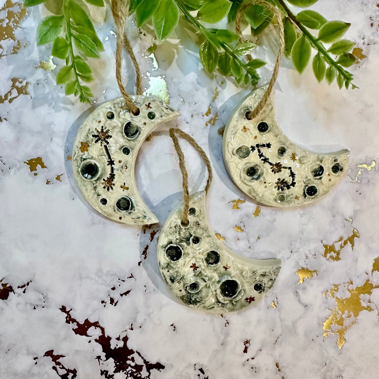 Zodiac Moon Ceramic Ornaments