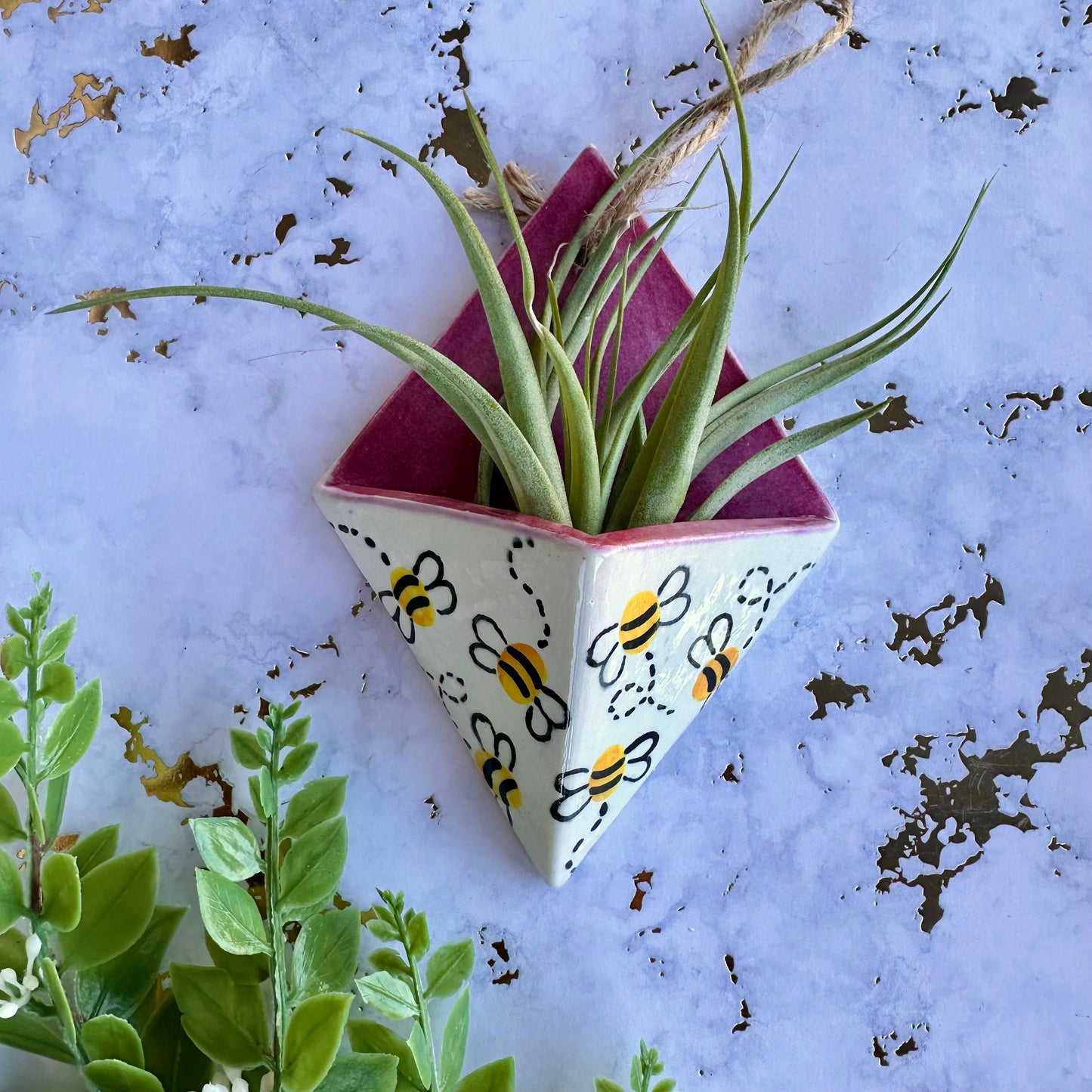 Hanging Air Plant Vase - Bees