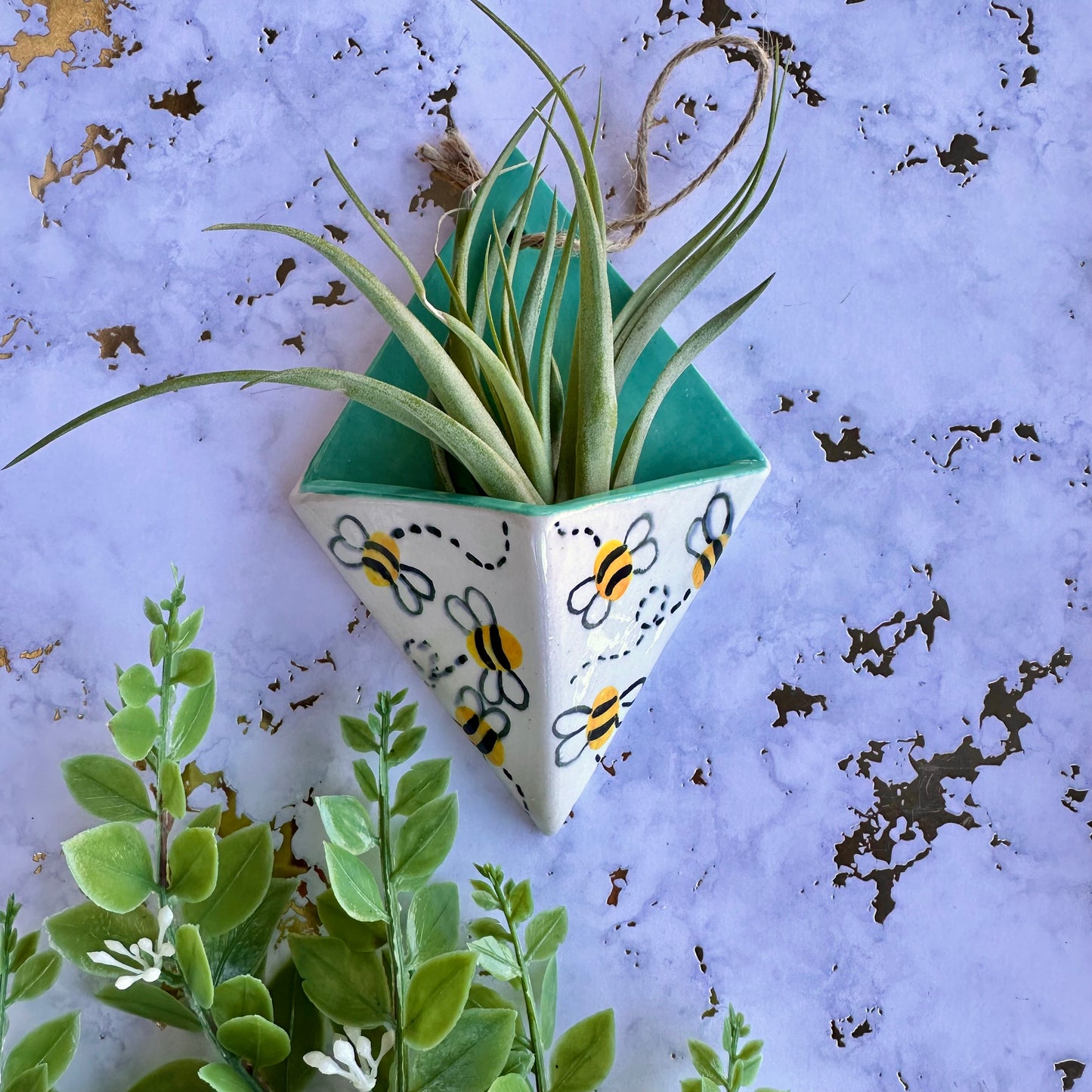 Hanging Air Plant Vase - Bees