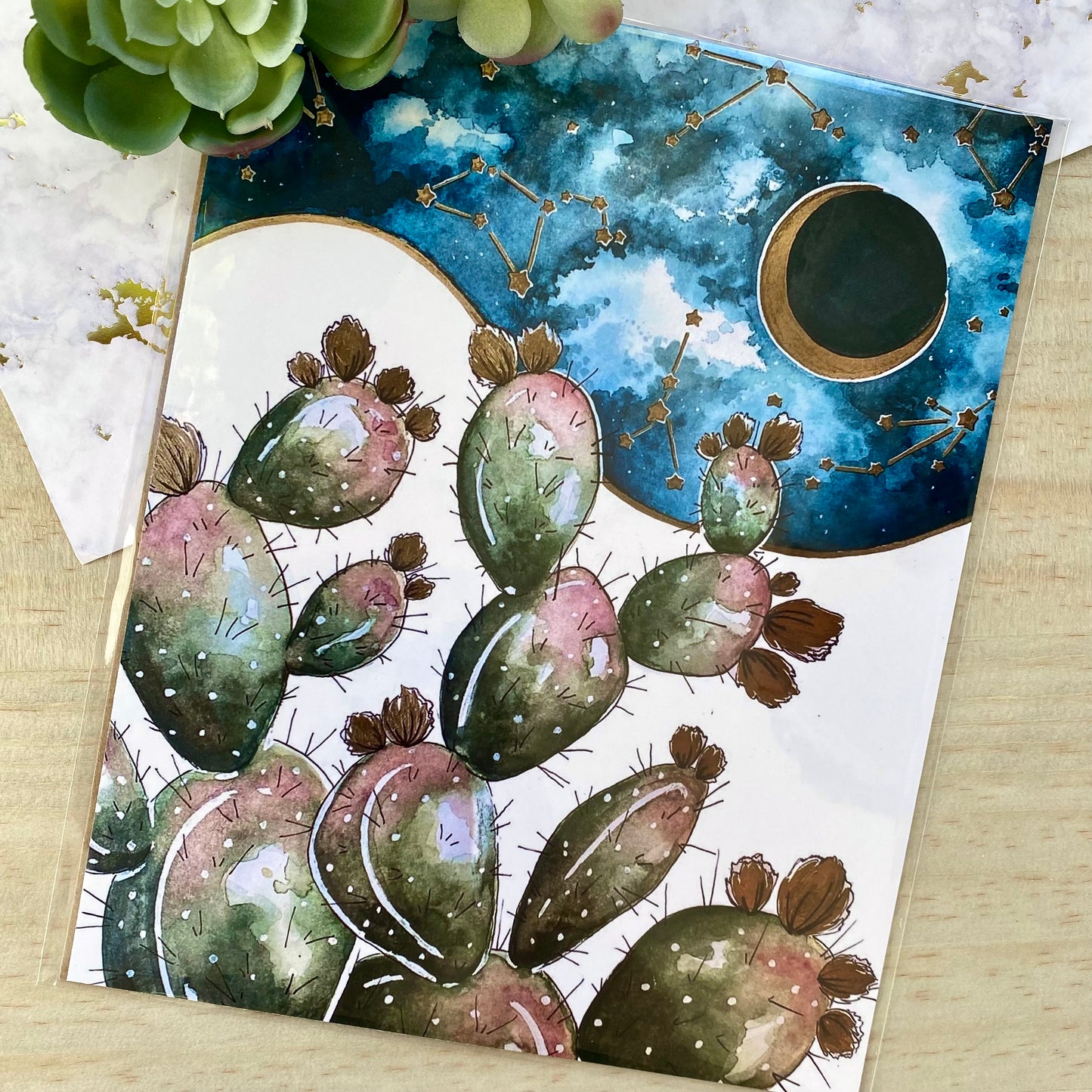 Cactus and Constellations Print