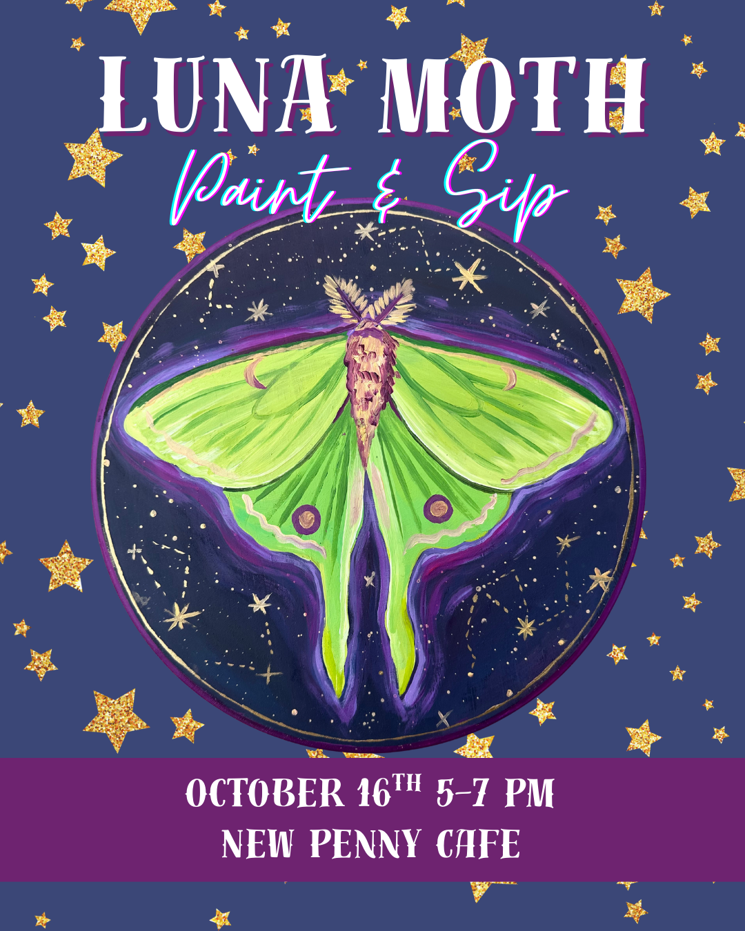 Luna Moth Paint & Sip
