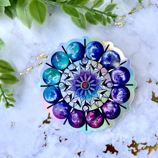 Zodiac Mandala Holographic Sticker